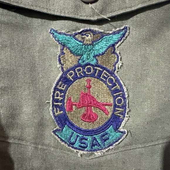 VTG US Air Force OG-507 Shirt Men 14.5x31 Green 80s Utility Shirt 107th Fighter - Picture 3 of 9